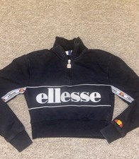 Ladies Ellesse Cropped sweat shirt Quarter Zip U.K. Size 4 Xxs