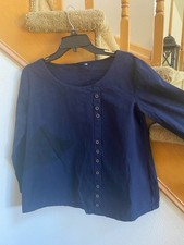 Cotton-linen blouse navy with