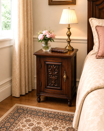 Antique walnut bedside - antique, cabinet