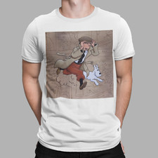 Tintin T-Shirt Graphic Tin Tin 60s 70s 80s Classic Retro Comic Book Snowy