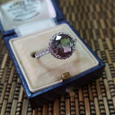 Diamonique 925 Sterling Silver Ring, Simulated Watermelon Tourmaline, Size M 