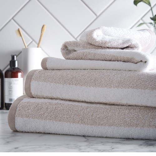 Henley striped hand towel - striped, 100%