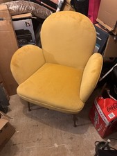 Gold/yellow/ochre Velvet accent Chair With Gold Legs By Dunelm. never used!