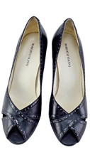Roberto Vianni Shoes Heels Open Toe Court Real Leather Retro UK 6.5 W Black
