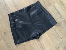 New Primark black soft faux leather mini shorts size 18