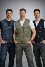 Men Multi Pockets Vest Utility
