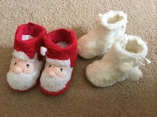 Baby Girls Boots & Santa Slippers 9-12 Months Job Lot / Bundle