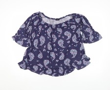 M&Co Women Blue Floral Ruffle