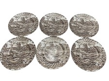 6x Ridgeway Ironstone Pottery Hayride Side Bread Plates Hand Engraved