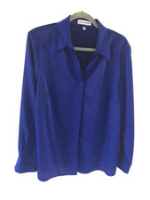 Gray & Osbourn Blouse Blue Long Sleeve Collard Size 18 UK Party Smart