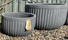 Grey Corrugated Planter Large 20” Plant Pot