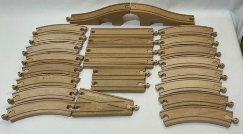 Wooden train track set x23 - wooden,