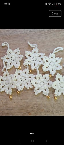 Crochet white snow flakes - 7,