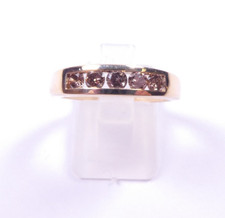Diamond Ring 9 carat gold 5 stone band brown champagne diamonds