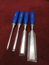 Vintage Four Marples Blue Chip Bevelled Edged Wood Chisels Made In England