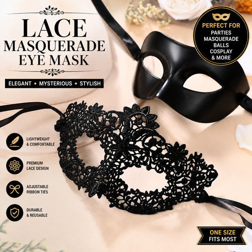 2pcs black lace - 2pcs, masquerade