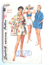 32" ORIGINAL Vintage 1950s Beach Bra & Shorts Sewing Pattern Simplicity 1659