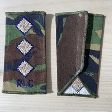 Vintage British Army DPM RLC Captain Shoulder Rank Slides Pair Embroidered Cloth