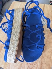 BNWT Next Royal Blue Strapped Platform  Ladies Shoes Size 8