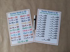 Number Bonds to 20,  Addition Skills, Laminated, KS1 Numeracy Teaching Resource