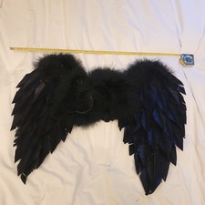 Halloween Fancy Dress Gothic Black & White Feather Angel Wings COLLECTION ONLY