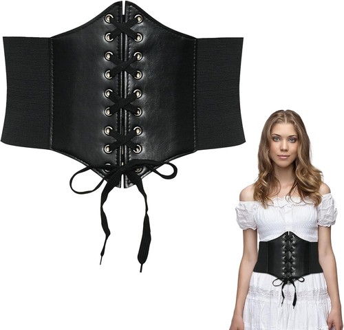 Black corset belt waist - black,