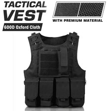 Military Tactical Molle Vest Adjustable Army Police Plate Carrier for Airsoft UK