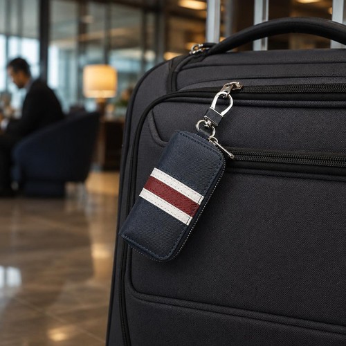 Leather car key case pouch - leather,