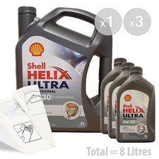 Car Engine Oil Service Kit / Pack 8 LITRES Shell Helix Ultra Professional 8L