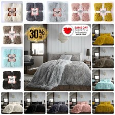 SOFT COSY FUR FLEECE DUVET COVER THERMAL WARM QUILT BEDDING SET THROW ALL SIZE