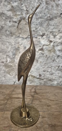 Vintage brass crane heron - •,