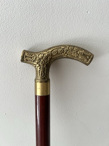 Brass handled wooden walking - handled,