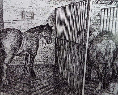 Original scraperboard ink - &,