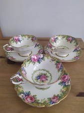 Vintage Floral Paragon 3 Cups And 3 Saucers. Tapestry Rose. Double Royal Warrant