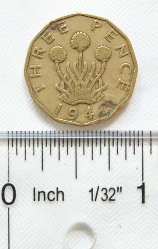 1942 three pence coin