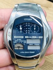 Citizen ANA DIGI TEMP Digital Analog Chronograph Watch Model 8989