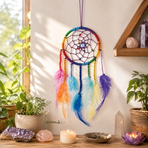 Multi coloured dreamcatcher - coloured,