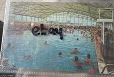 PONTINS BREAN SANDS OLD POSTCARD UNUSED OF INDOOR HEATED SWIMMING POOL CAMPERS