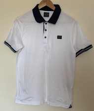 Paul & Shark Yachting Mens Small Polo Shirt White Short Sleeve Tipped Pique