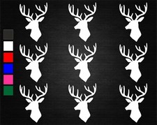 9 x DEER STAG HEAD WINE GLASS/JAR DECAL STICKERS PARTY DECORATION WALL/PHONE