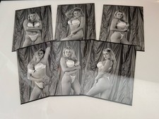 6 x GLAM SHOOT,B&W PHOTO.c1990s WOMAN,MODEL,TOPLESS,NUDE,BUSTY BLONDE. 6 x 5”