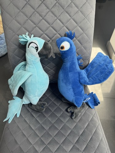 Pair soft toy blue parrots - of,
