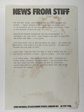 Mickey Jupp Press Release Original Vintage Stiff Records Promotion Circa 1970s