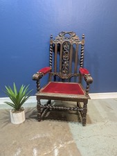 Antique Oak Armchair Throne