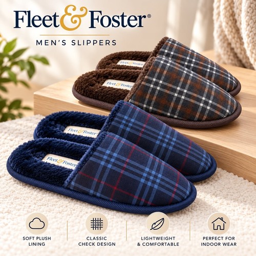 Men check slippers warm - check,