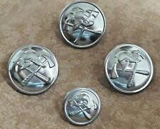 Fire Brigade Buttons - Helmet & Cross Axes Silver Coloured Buttons - Ex MOD