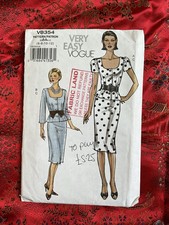 Vogue Paper Pattern Peplum Suit Pencil Skirt Unused 1980s Style V8354 6-12