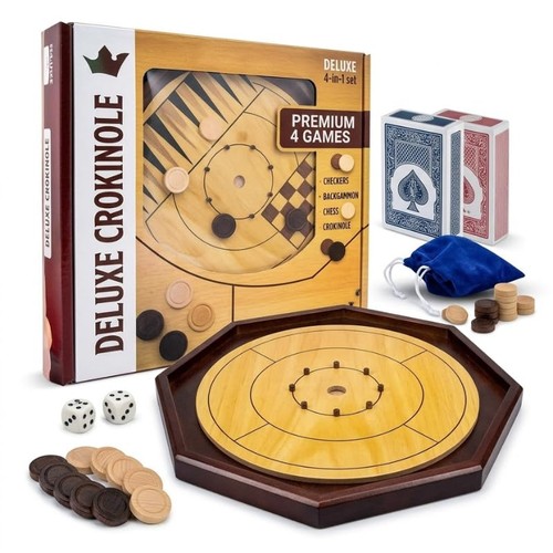 Deluxe crokinole board - 4-in-1,