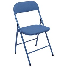 1x Blue Fabric Padded Metal Folding Chair Foldable Office Dining Chairs