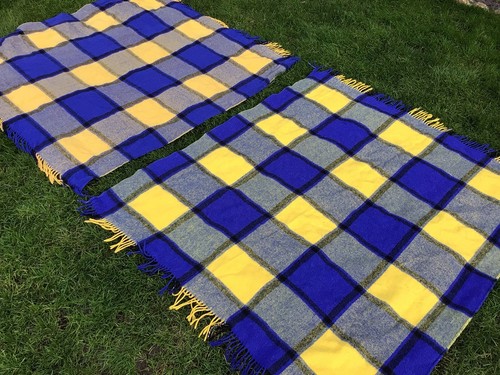 Pair vintage tartan plaid wool - plaid,